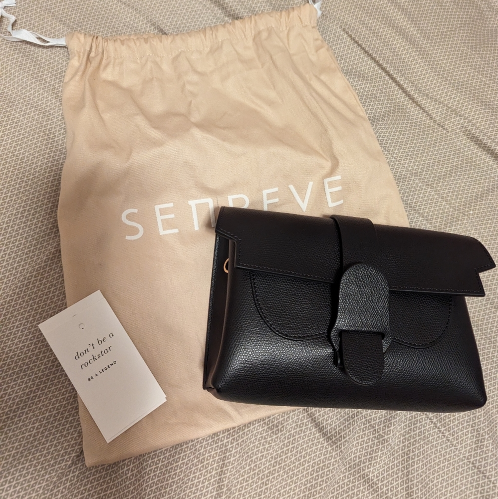 Senreve Black Leather Crossbody Bag